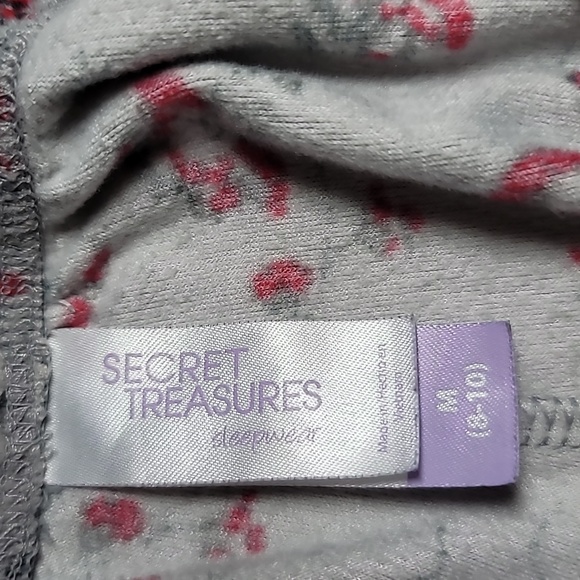 Secret Treasures M (8-10) pajama set super soft gray w red floral - Picture 11 of 15